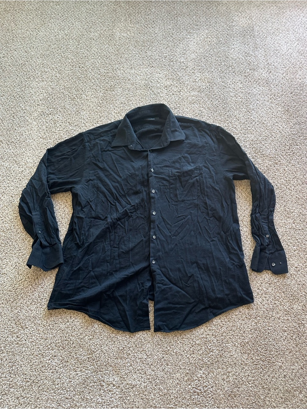 Perry Ellis Portfolio 18.5 Classic Fit Black Solid Dress Shirt 36/37